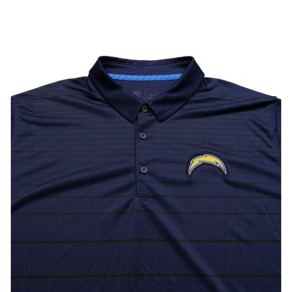 Los Angeles Chargers Polo Shirt Mens XL Blue Nike Dri-Fit On Field Striped NWOT